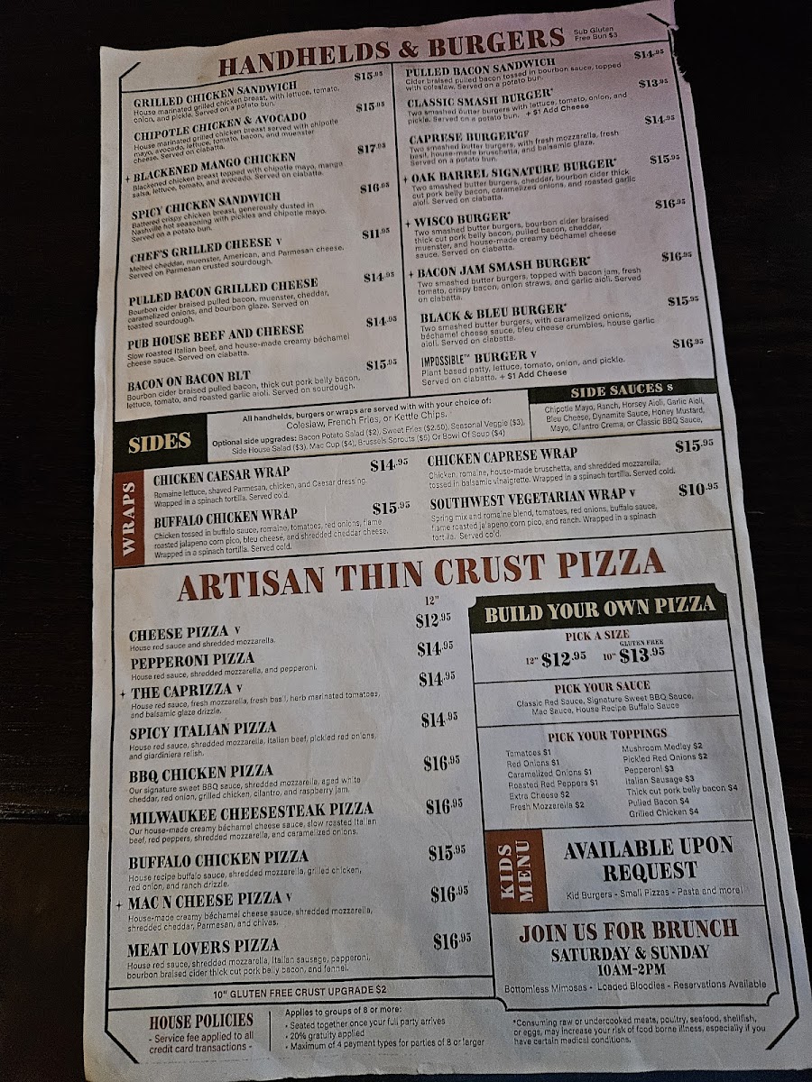 Menu Oak Barrel Public House-1